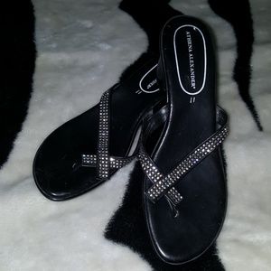 Athena Alexander black rhinestone wedges sz 11